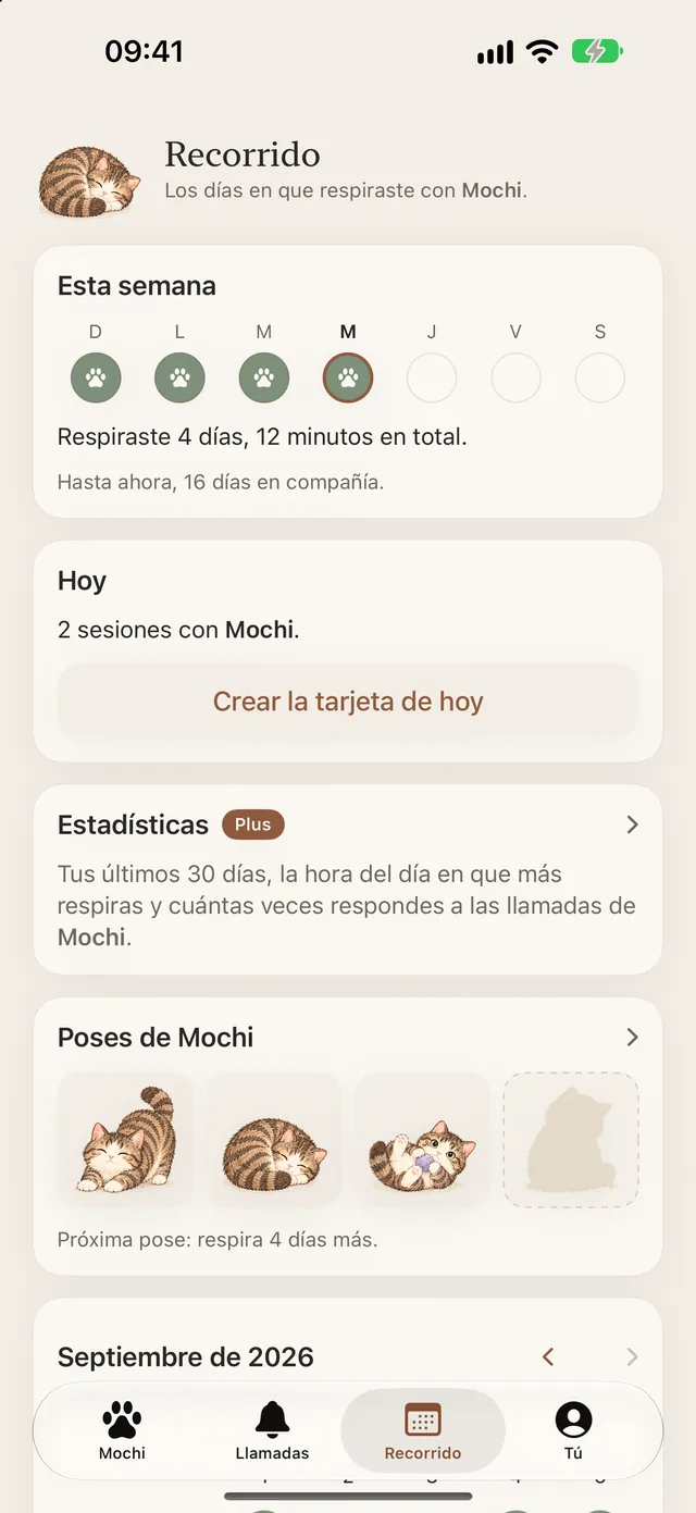 Recorrido: esta semana, hoy y las poses de Mochi